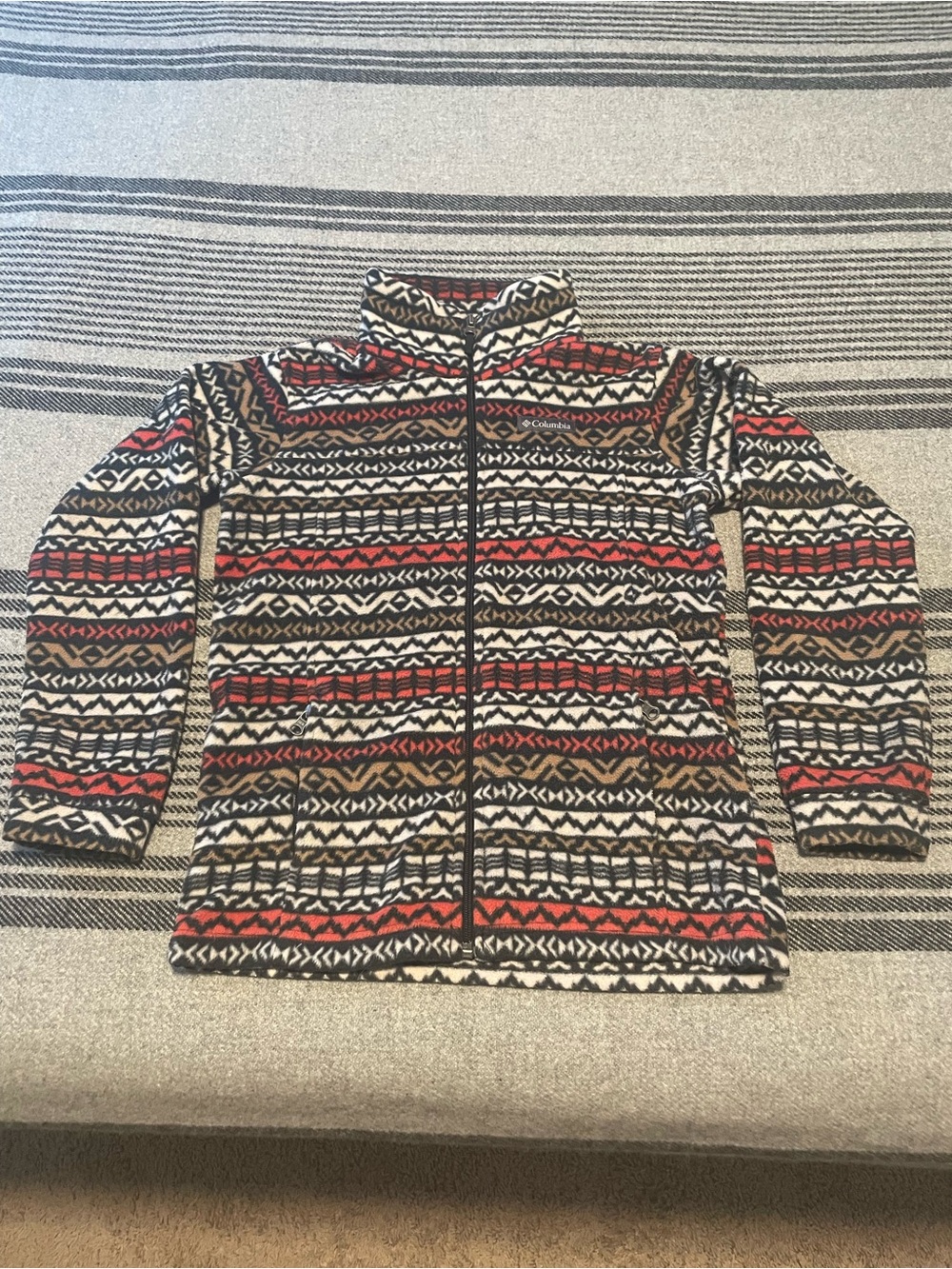 Columbia Kids Medium Multicolor Patterned Full Zip Fleece Jacket